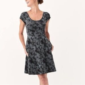 Pact Organic Cotton Blue & Black Tie Dye Women's Dress “Helena” Style